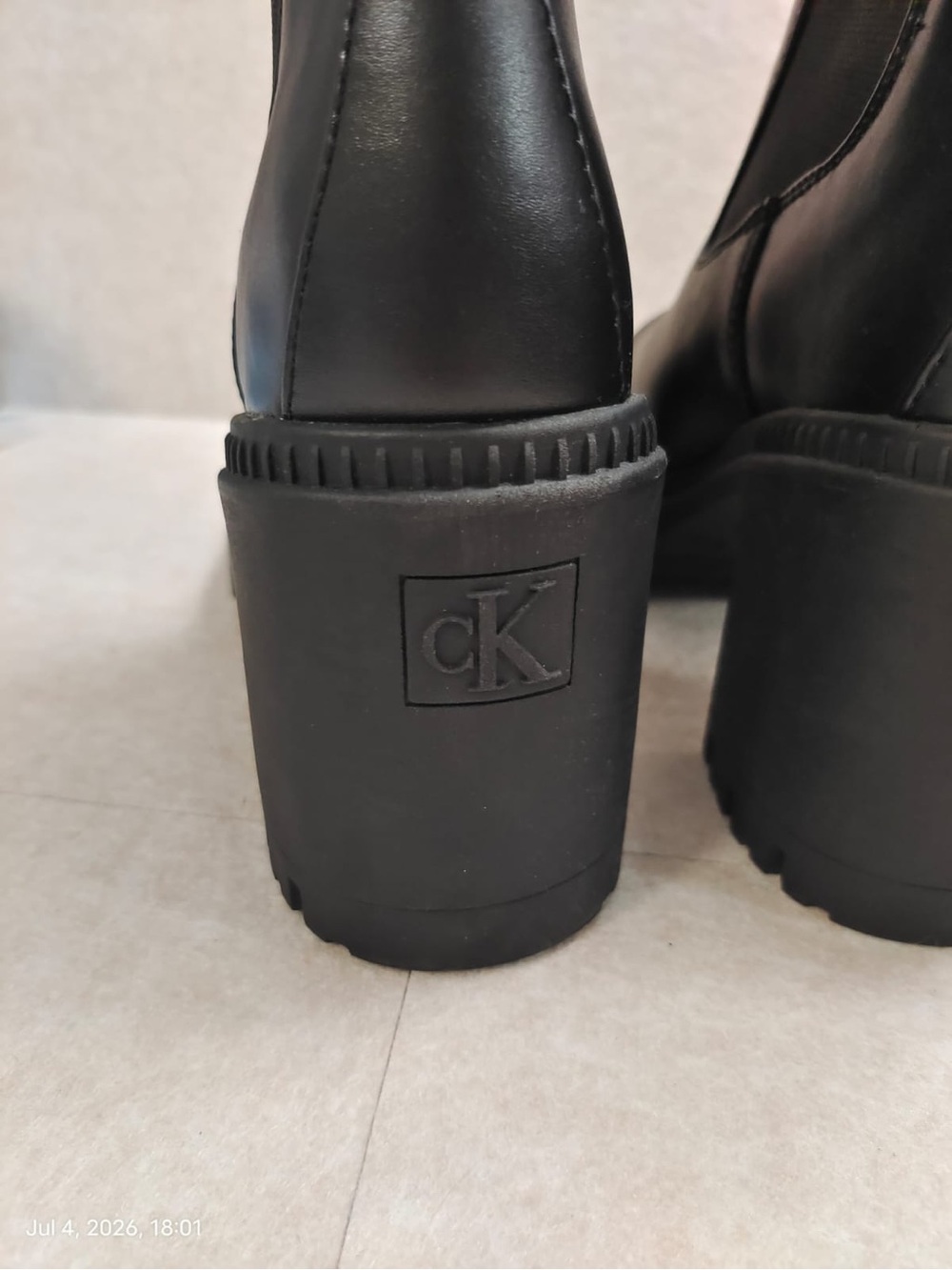 NWOB Calvin Klein Women's Fayth Buckled Block Heel Lug Sole Booties Black Sz11 M - Picture 7 of 8
